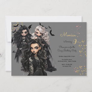 Invitation Fête d'anniversaire chic glamour gothique fille ef