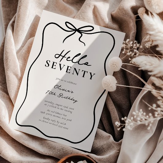 Invitation Fête d'anniversaire chic Hello Seventy 70 ans