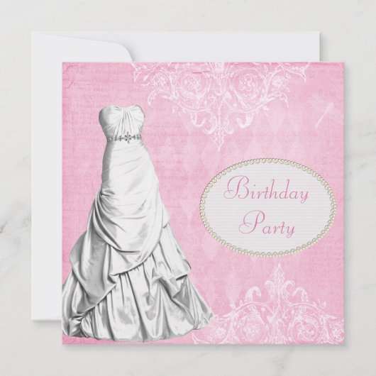 Invitation Fête d'anniversaire chic minable vintage de robe (Devant)