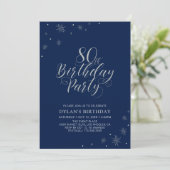 Invitation Fête d'anniversaire chic moderne argent et bleu ma (Debout devant)