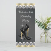 Invitation Fête d'anniversaire chic noir 40 ans femme (Debout devant)