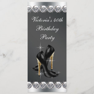 Invitation Fête d'anniversaire chic noir pour femme