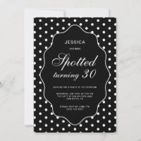 Fête d'anniversaire chic noire à pois tachetés 30 