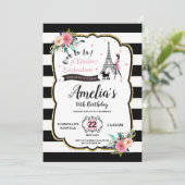 Invitation Fête d'anniversaire Chic Paris Girl and Poodle (Debout devant)