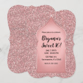 Invitation Fête d'anniversaire chic rose gold paillettes rose (Devant / Derrière)