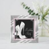 Invitation Fête d'anniversaire chic rose pâle (Debout devant)