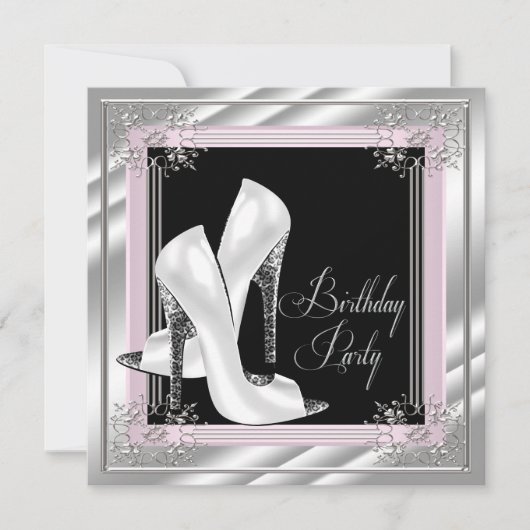 Invitation Fête d'anniversaire chic rose pâle (Devant)