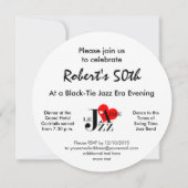 Invitation Fête d'anniversaire chique de musique de jazz (Dos)