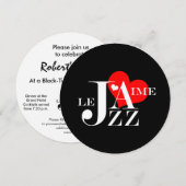 Invitation Fête d'anniversaire chique de musique de jazz (Devant / Derrière)
