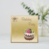 Invitation Fête d'anniversaire Chocolate Cake & Rose Gold (Debout devant)