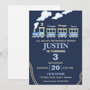 Invitation Fête d'anniversaire Chugga, Chugga Train Mignon