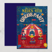 Invitation Fête d'anniversaire Cirque Amusant (Devant / Derrière)