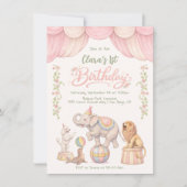 Invitation Fête d'anniversaire Cirque Pastel (Devant)