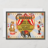 Invitation Fête d'anniversaire cirque rétro vintage (Devant)
