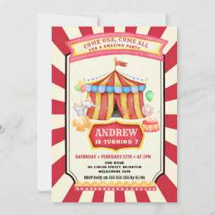 Invitation Fête d'anniversaire cirque vintage