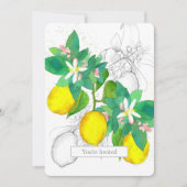 Invitation Fête d'anniversaire Citrons Citrus Aquarelle Fruit (Devant)
