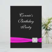 Invitation Fête d'anniversaire classe rose fuchsia (Debout devant)