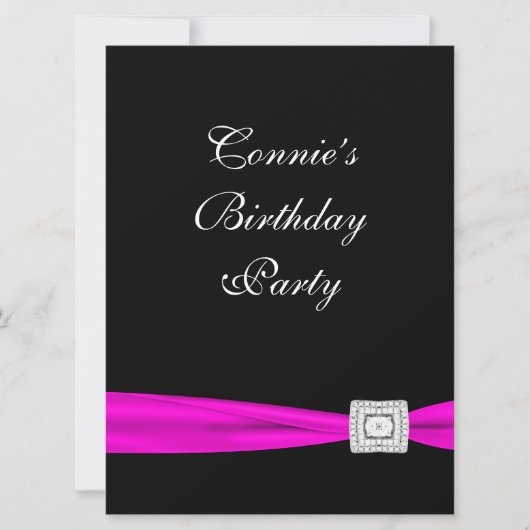 Invitation Fête d'anniversaire classe rose fuchsia (Devant)