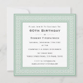 Invitation Fête d'anniversaire classique 60 ans à bordure gre (Devant)