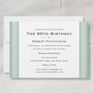 Invitation Fête d'anniversaire classique 60 ans Clé grecque v