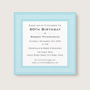 Invitation Fête d'anniversaire classique de tout âge Bleu Clé
