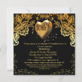 Invitation Fête d'anniversaire classique du Mariage noir et o (Devant)