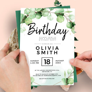 Invitation Fête d'anniversaire classique élégante avec verdur