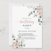Invitation Fête d'anniversaire classique rose rose rose Dusty (Devant)
