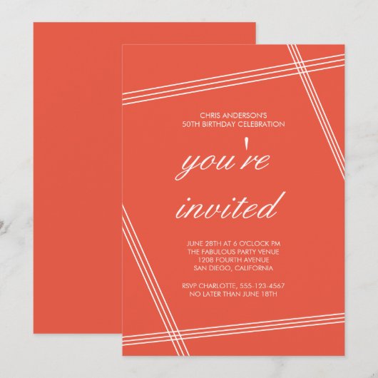 Invitation Fête d'anniversaire classique simple moderne éléga (Devant / Derrière)