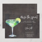 Invitation Fête d'anniversaire cocktail aquarelle (Devant / Derrière)