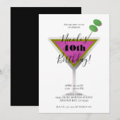 Invitation Fête d'anniversaire Cocktail Olive Glam Pink Marti (Devant / Derrière)