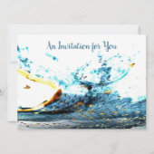 Invitation Fête d'anniversaire Cocktail Vague Bleue Abstraite (Dos)