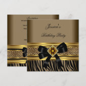 Invitation Fête d'anniversaire Coffee Gold Black Leopard Zèbr (Devant / Derrière)