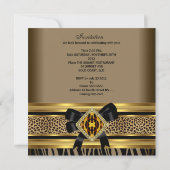 Invitation Fête d'anniversaire Coffee Gold Black Leopard Zèbr (Dos)