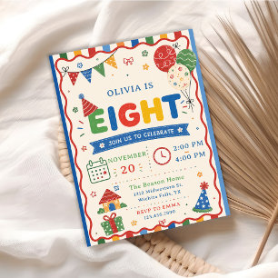 Invitation Fête d'anniversaire Color Pop EIGHT