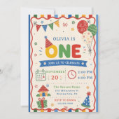 Invitation Fête d'anniversaire Color Pop ONE (Devant)