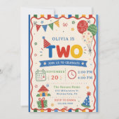 Invitation Fête d'anniversaire Color Pop TWO (Devant)