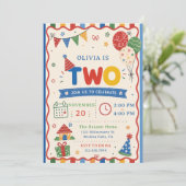 Invitation Fête d'anniversaire Color Pop TWO (Debout devant)