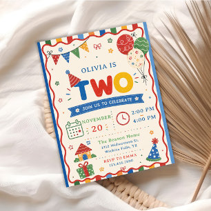 Invitation Fête d'anniversaire Color Pop TWO