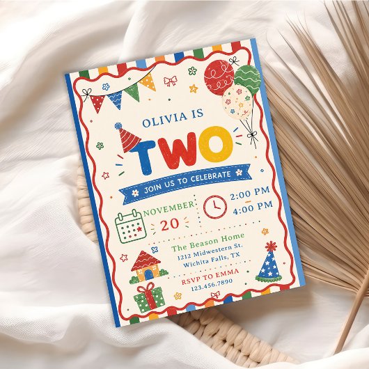 Invitation Fête d'anniversaire Color Pop TWO