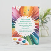Invitation Fête d'anniversaire Color Splash Art (Debout devant)
