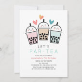 Invitation Fête d'anniversaire Colorée Boba Bubble Tea (Devant)