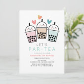 Invitation Fête d'anniversaire Colorée Boba Bubble Tea (Debout devant)