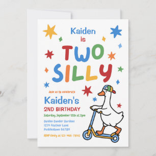 Invitation Fête d'anniversaire colorée de 2 ans pour deux gar