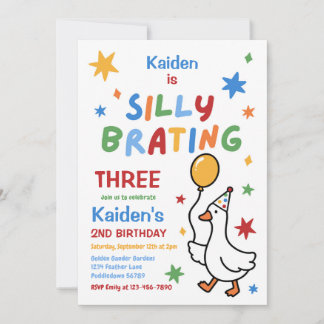 Invitation Fête d'anniversaire colorée de 3 ans pour le garço