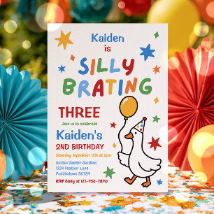 Invitation Fête d'anniversaire colorée de 3 ans pour le garço