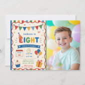 Invitation Fête d'anniversaire colorée de 8 ans (Devant)