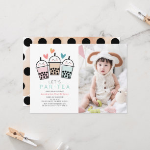 Invitation Fête d'anniversaire Colorée de Bubble Tea Boba Pho