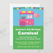 Invitation Fête d'anniversaire colorée de carnaval de (Devant / Derrière)