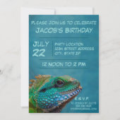 Invitation Fête d'anniversaire colorée d'Iguana (Devant)